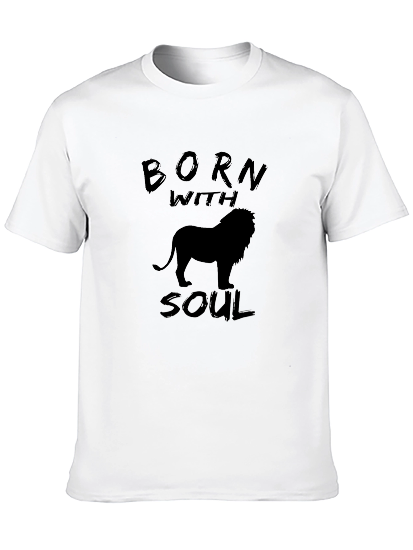 Born With Soul Lion Graphic Tee - Black