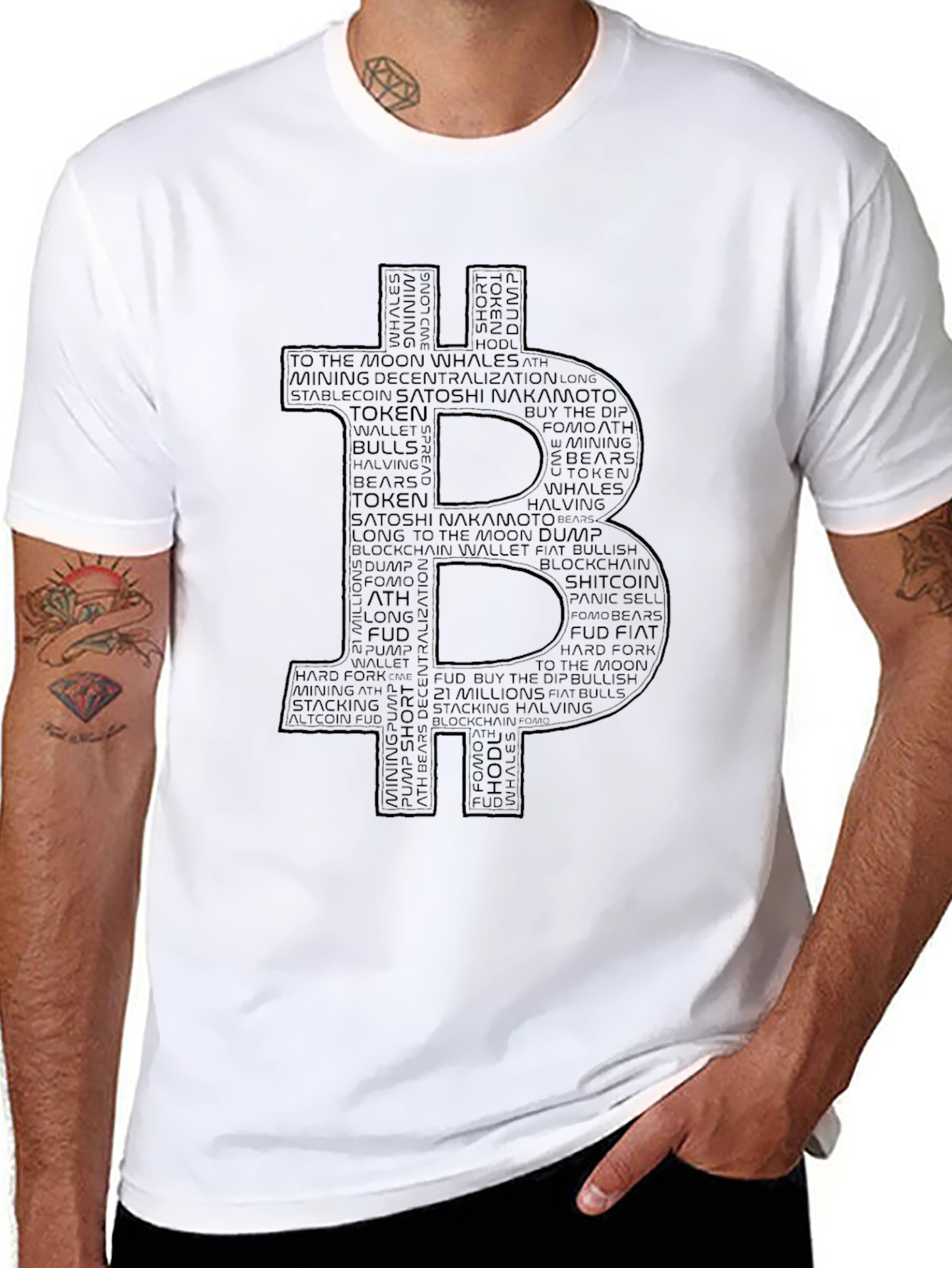 Bitcoin Crypto Word Art Graphic Tee