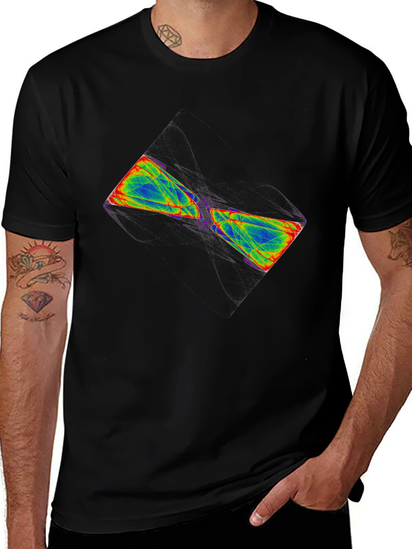 Abstract Hourglass Graphic Tee - Black