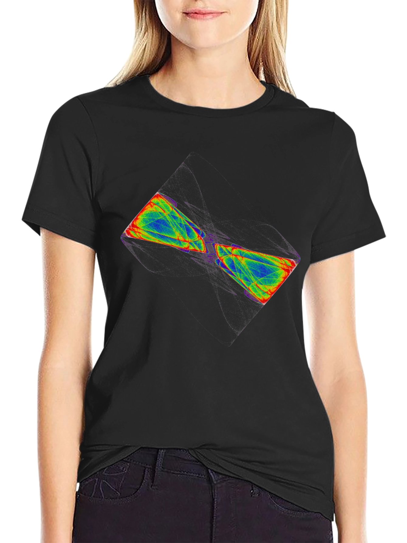 Abstract Hourglass Graphic Tee - Black