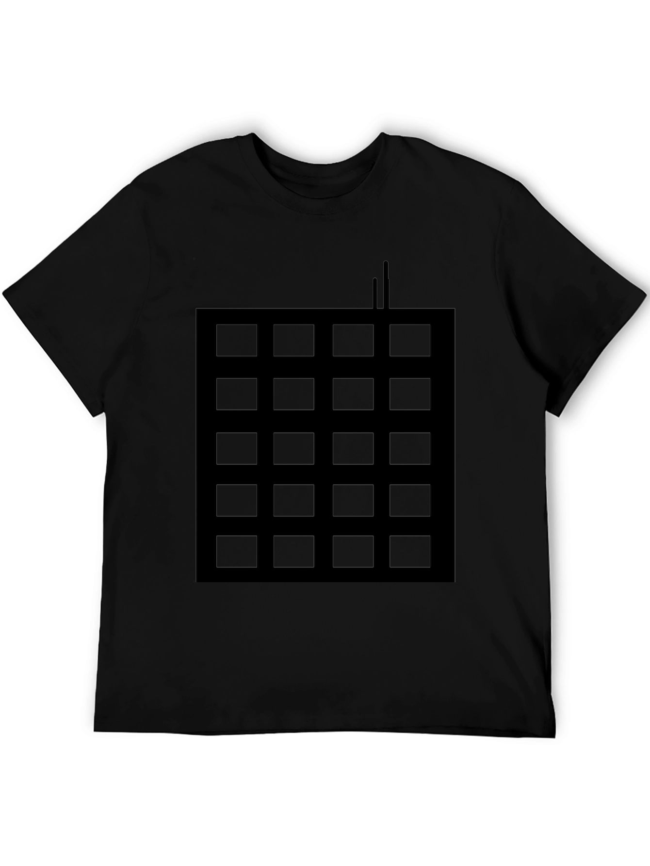 Grid Pattern Black T-Shirt