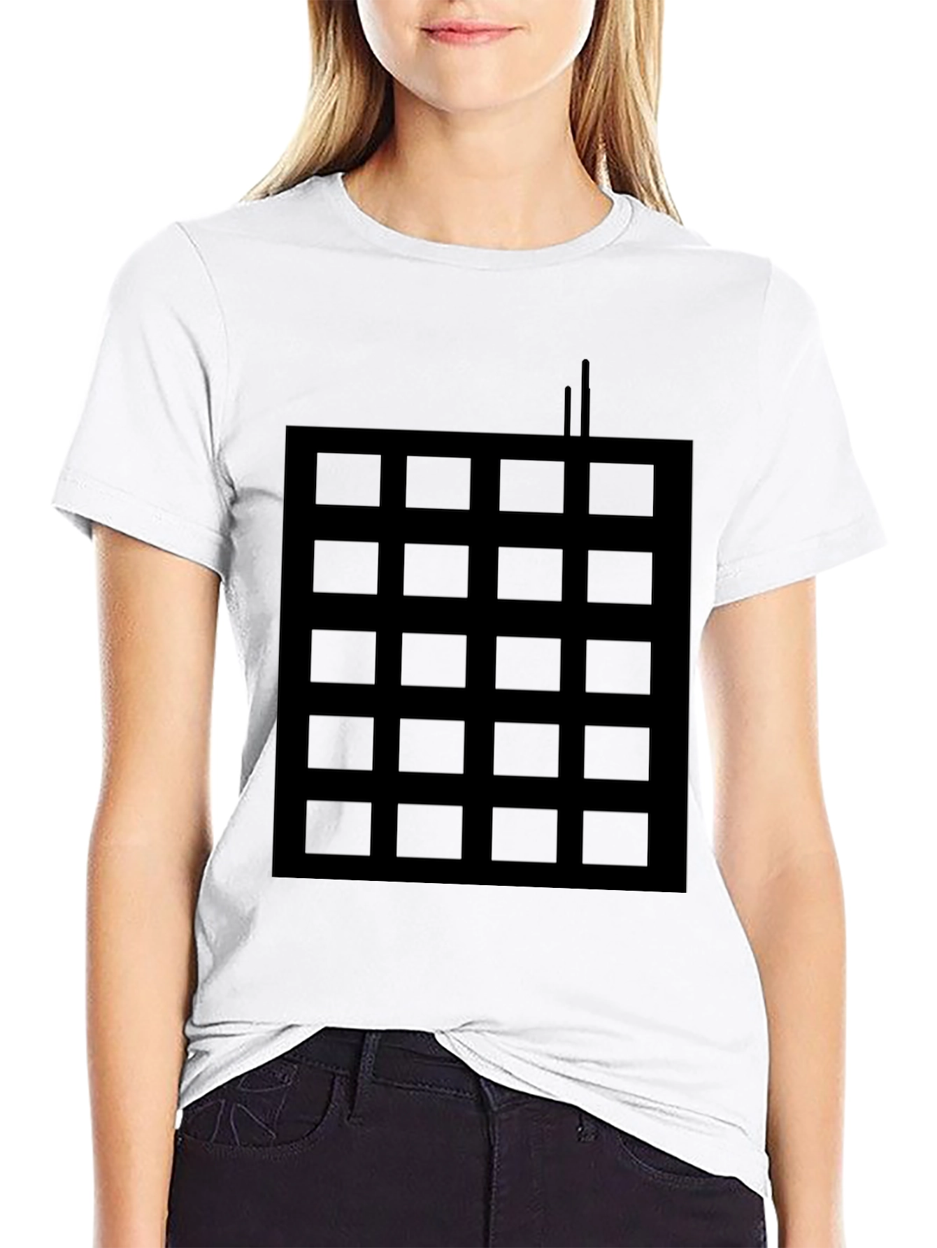 Grid Pattern Black T-Shirt