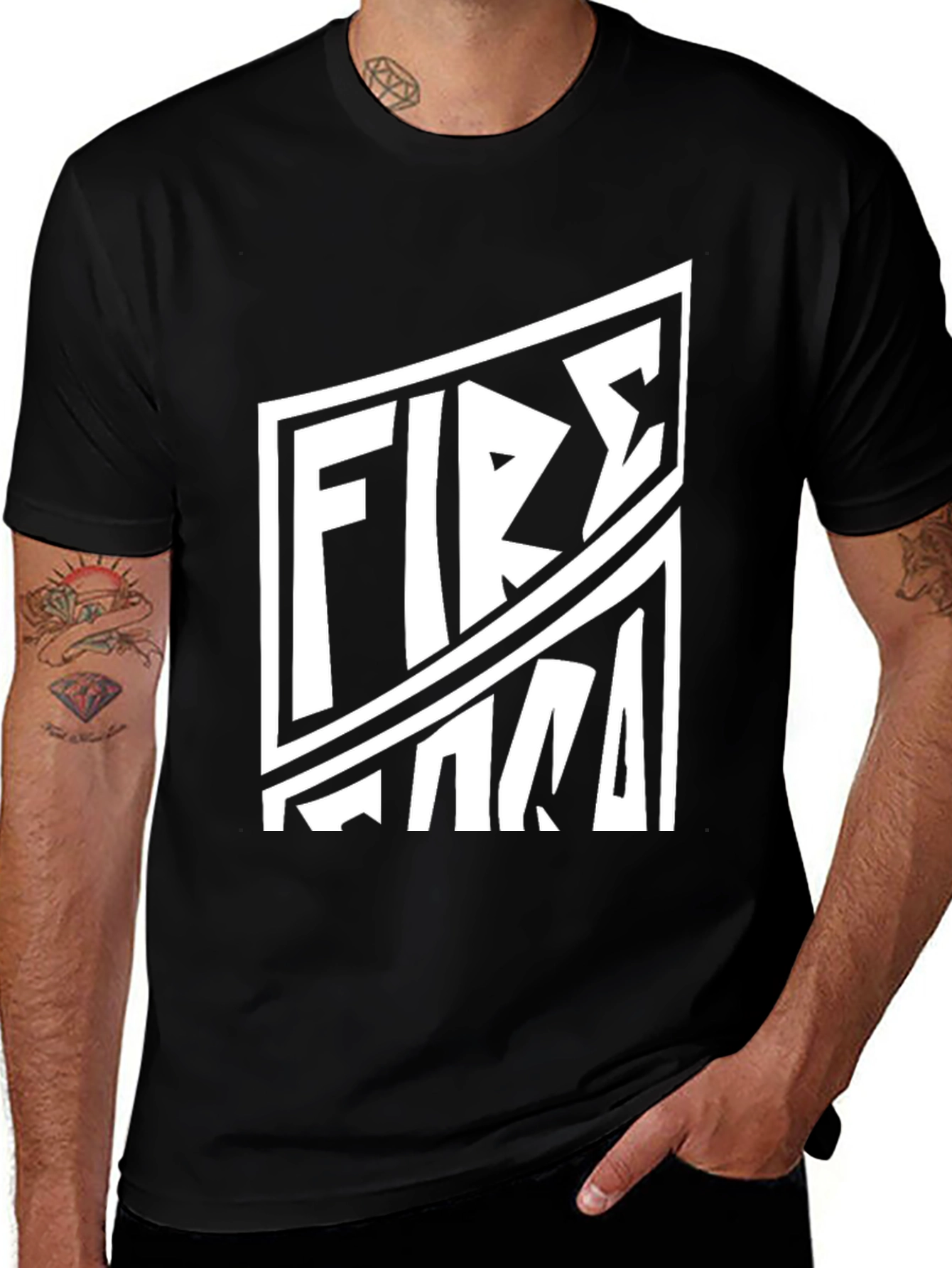 Fire Hard T-Shirt - Graphic Print Black