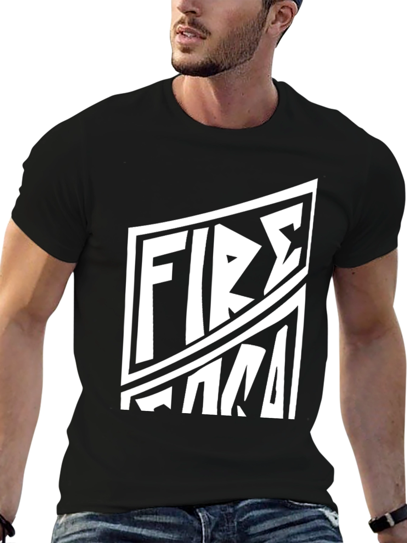 Fire Hard T-Shirt - Graphic Print Black