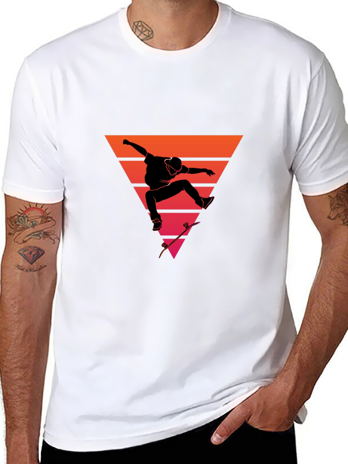 Retro Skateboarder Graphic Tee - Black T-Shirt
