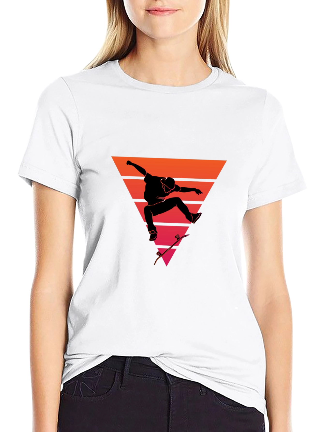 Retro Skateboarder Graphic Tee - Black T-Shirt