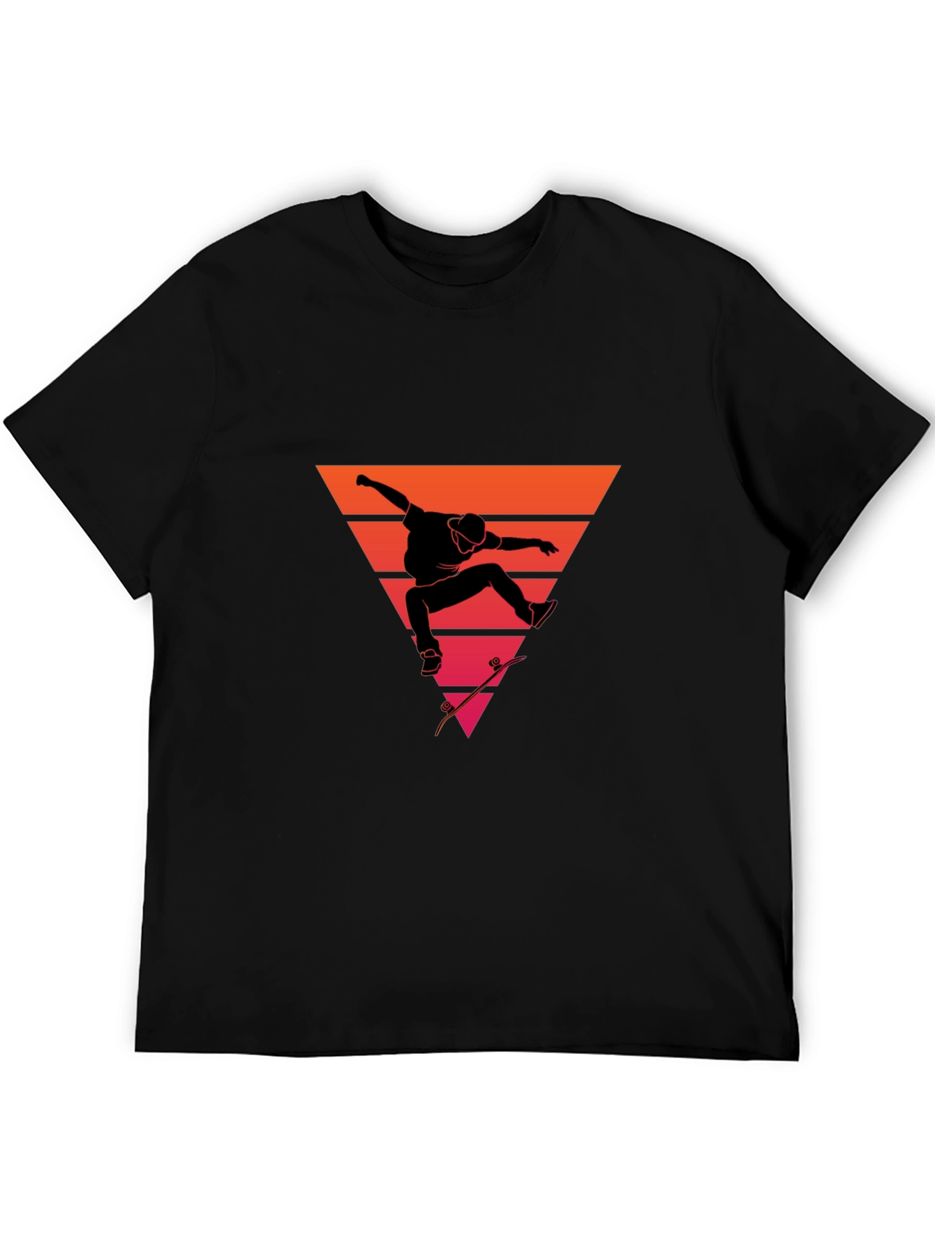 Retro Skateboarder Graphic Tee - Black T-Shirt