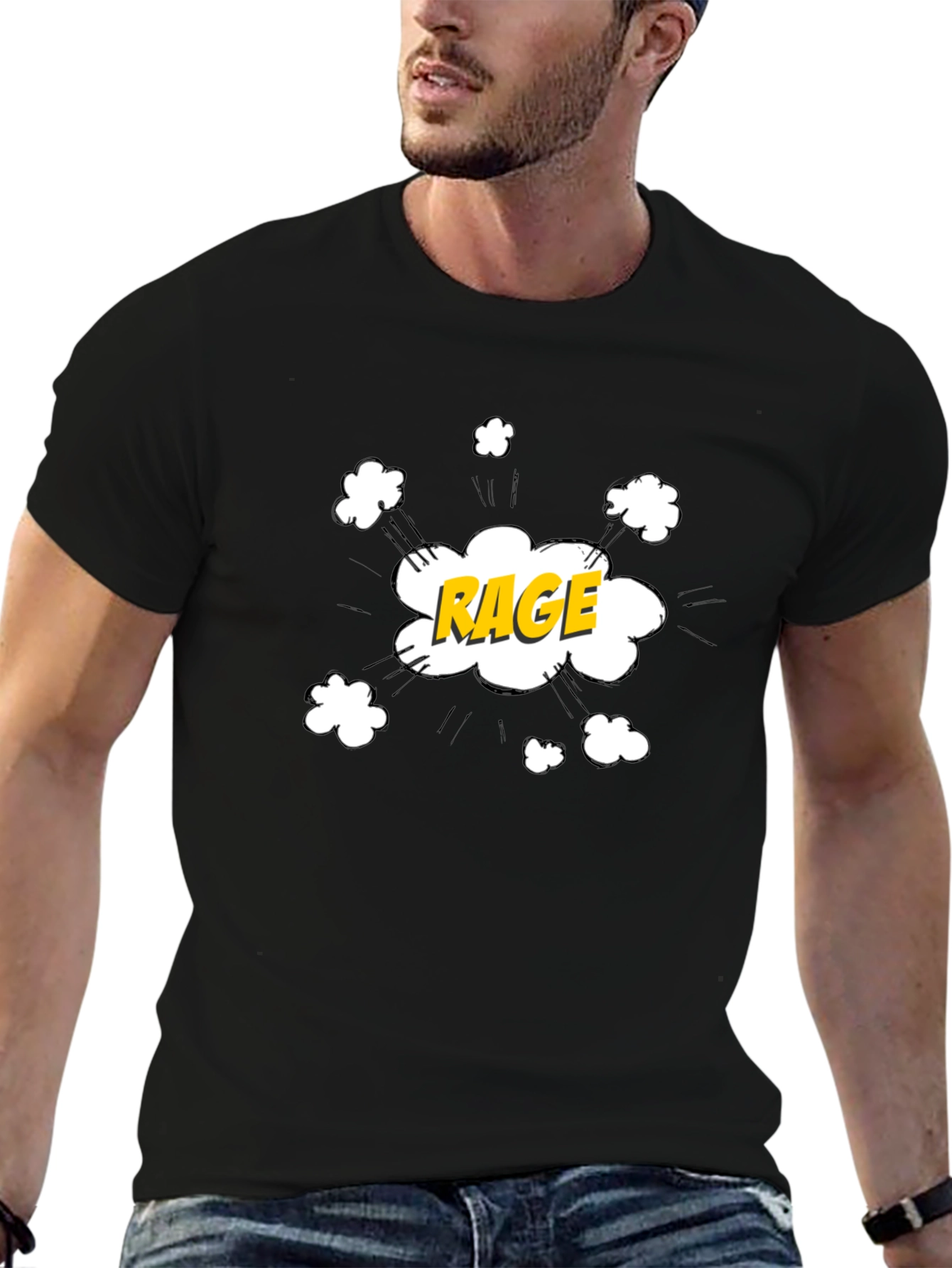Rage Comic Style Graphic Tee - Black Cotton