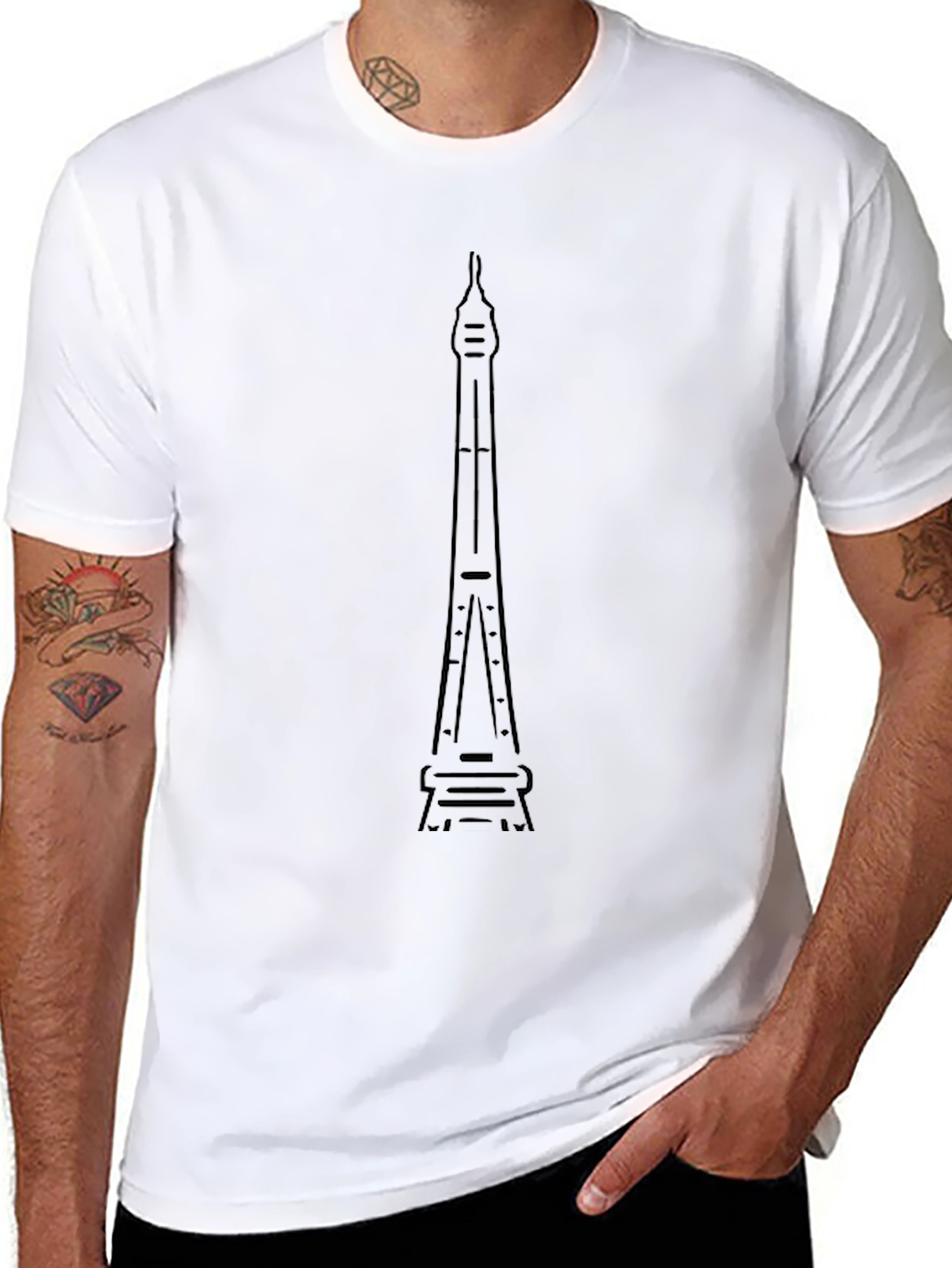 Black Graphic Tee - Tower Outline Print