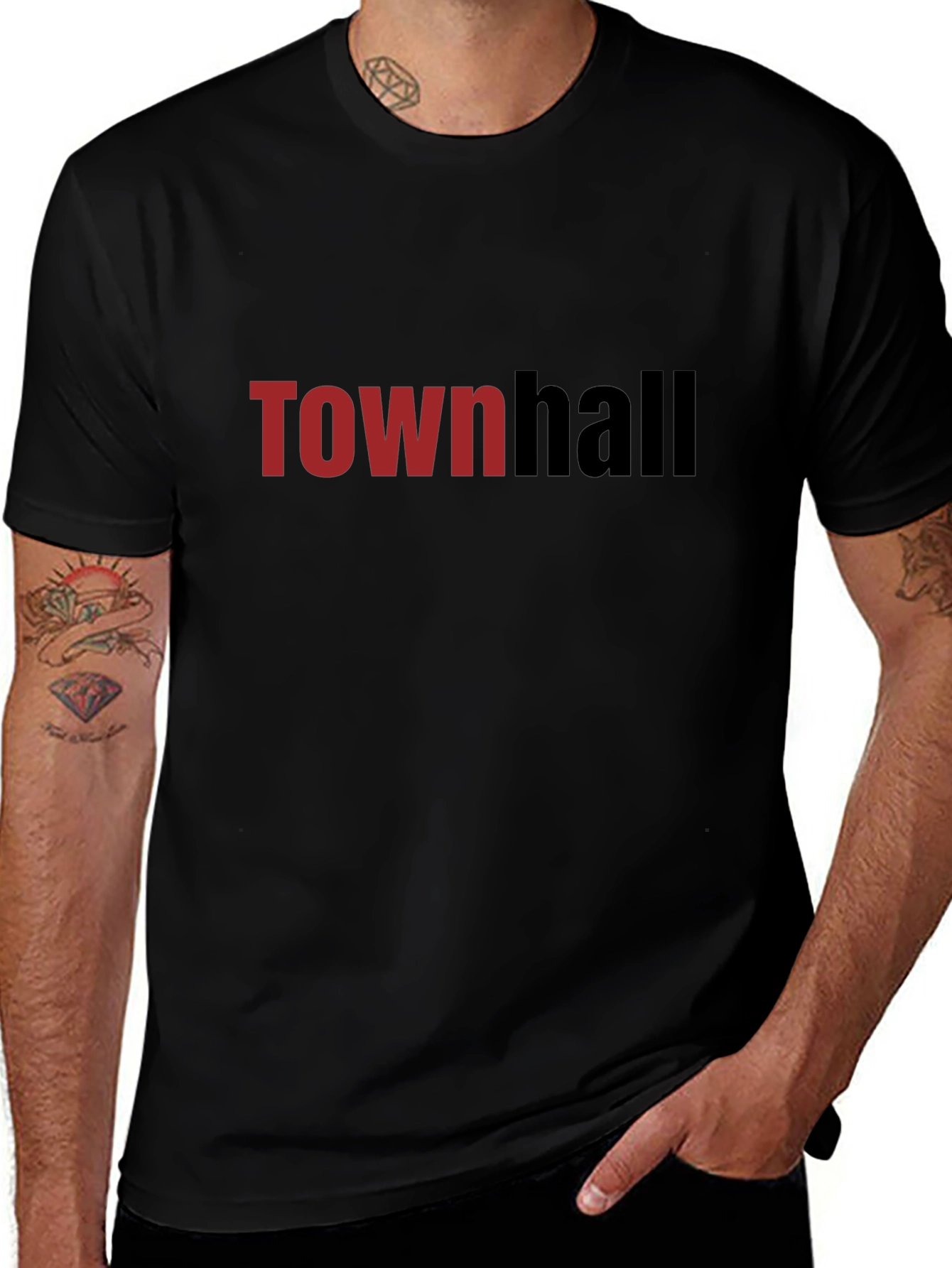 Townhall Graphic Tee - Soft Black Cotton T-Shirt