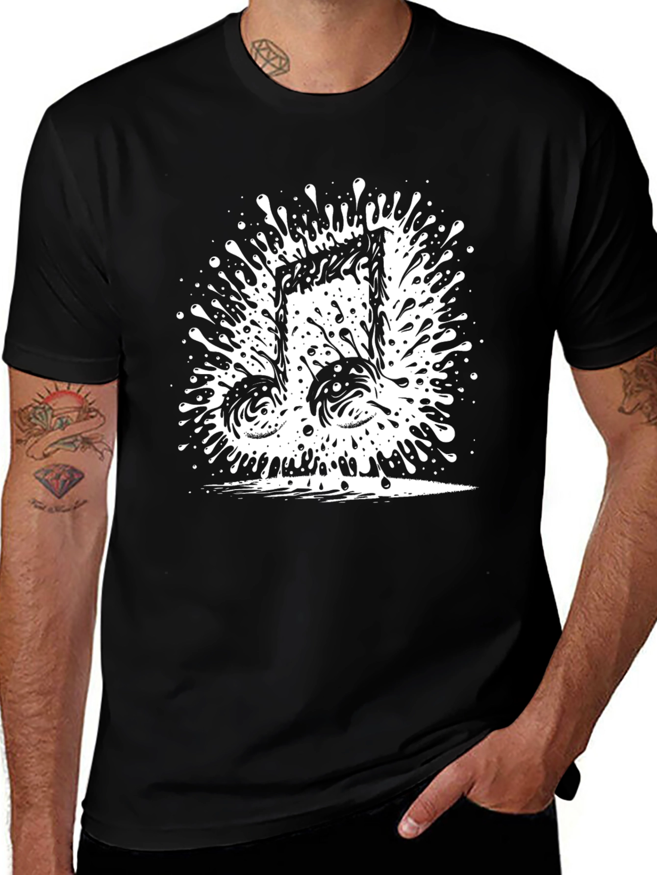 Musical Note Splash T-Shirt - Black