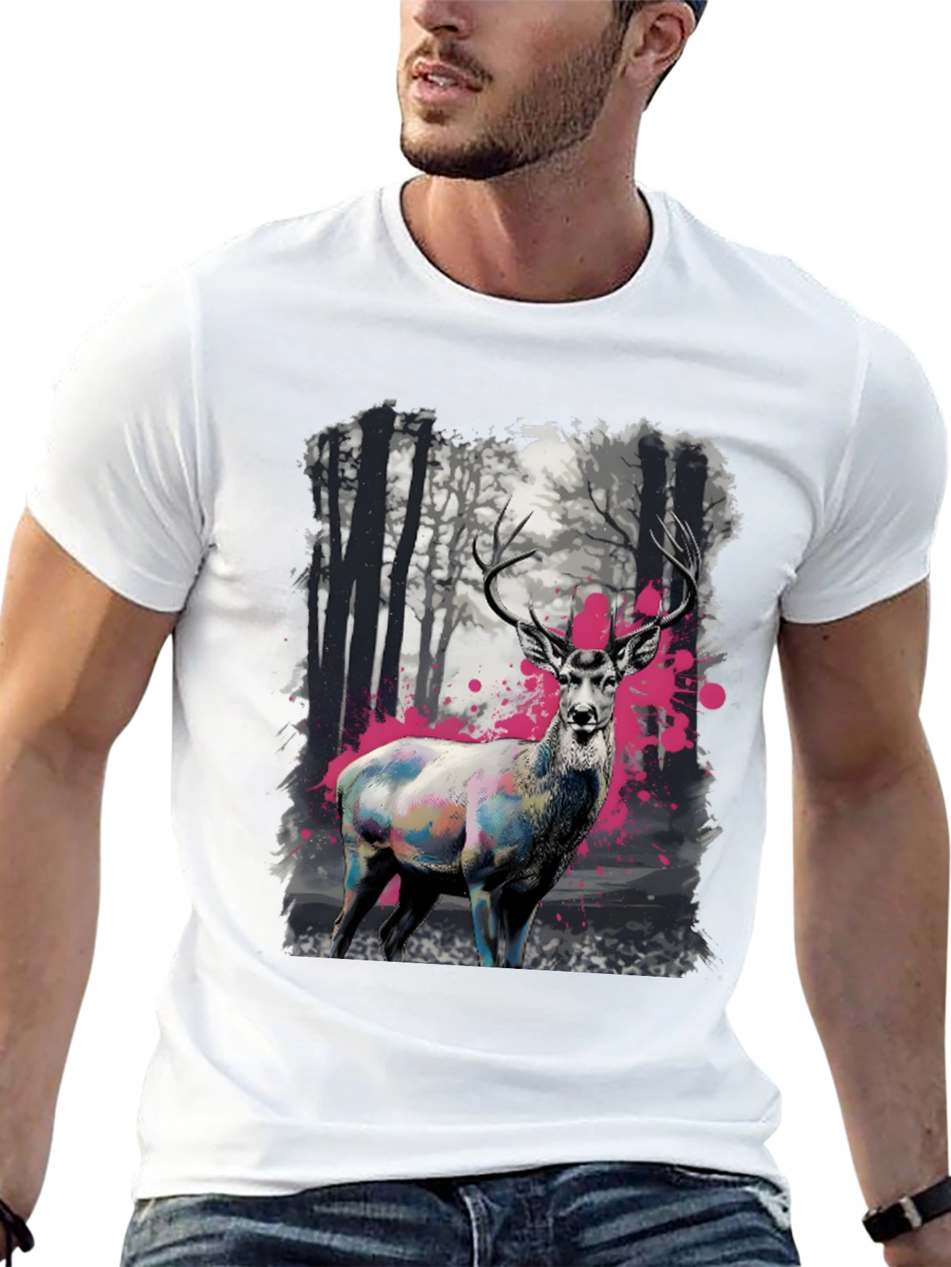 Deer in Forest T-Shirt - Unique Graphic Tee