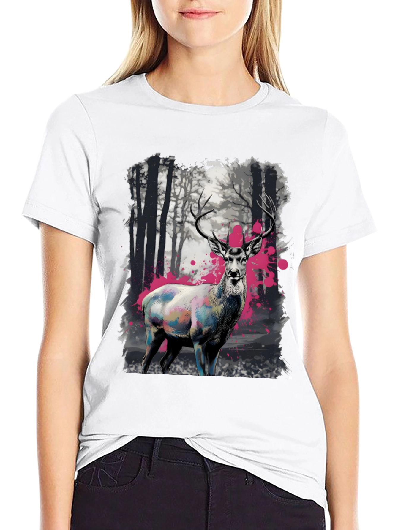 Deer in Forest T-Shirt - Unique Graphic Tee