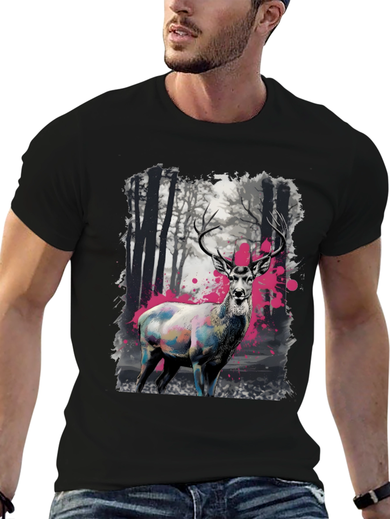 Deer in Forest T-Shirt - Unique Graphic Tee