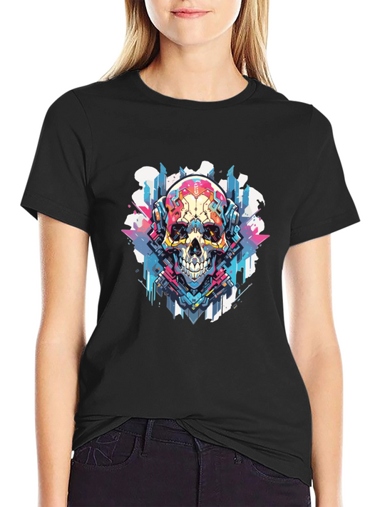 Cyber Skull T-Shirt - Colorful Sci-Fi Design
