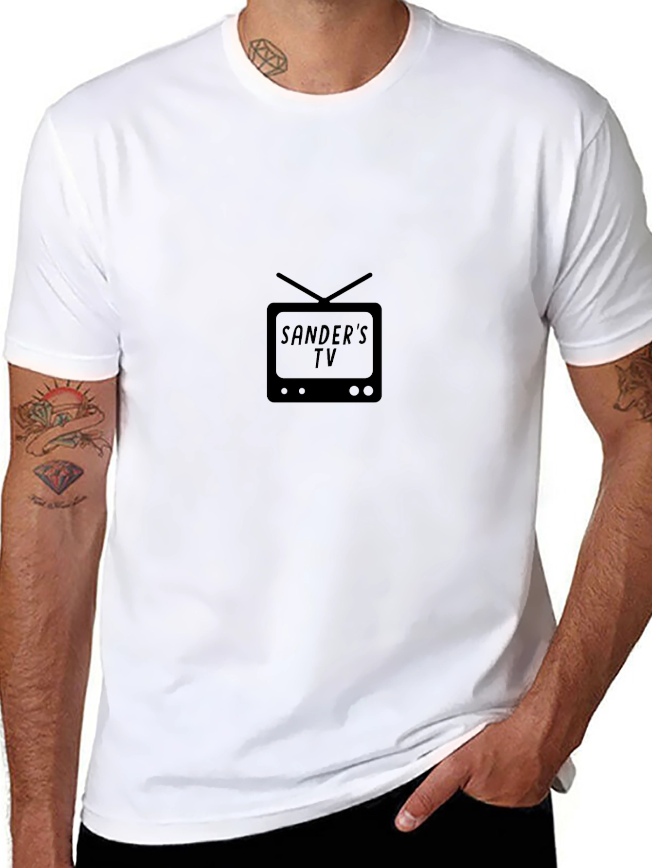 Sanders TV Black T-Shirt - Classic Television Design