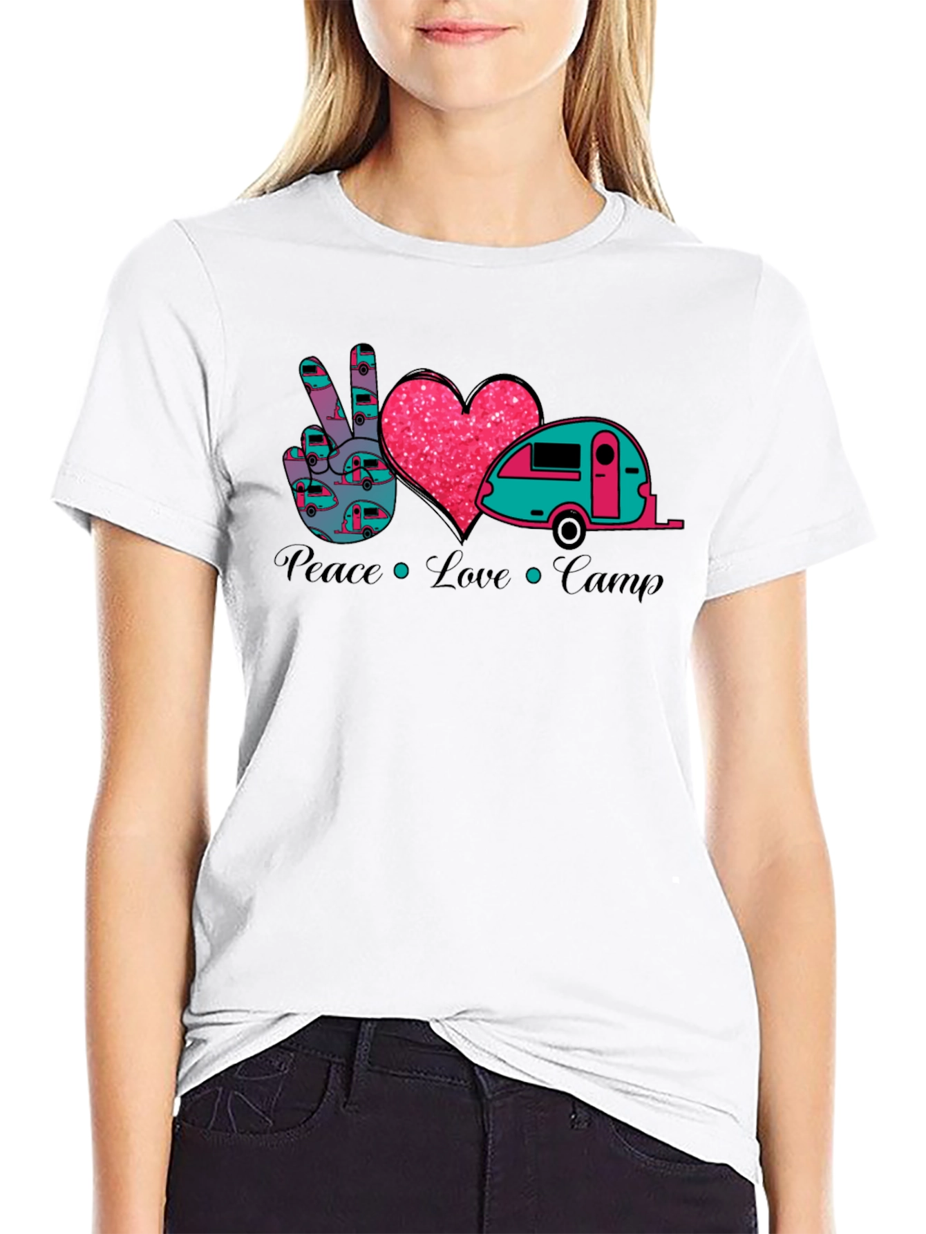 Peace Love Camp T-Shirt - Camping Camper Tee