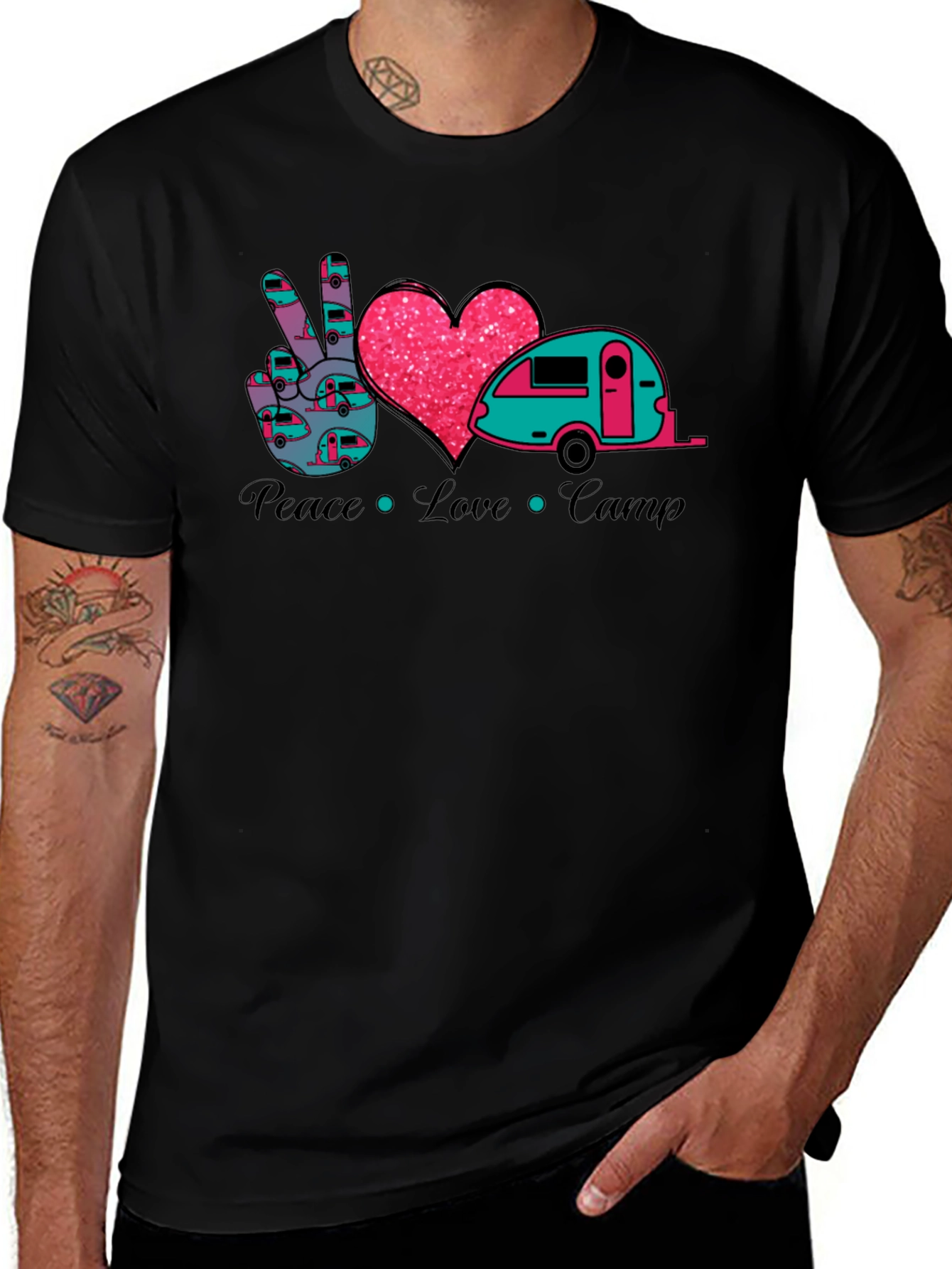 Peace Love Camp T-Shirt - Camping Camper Tee