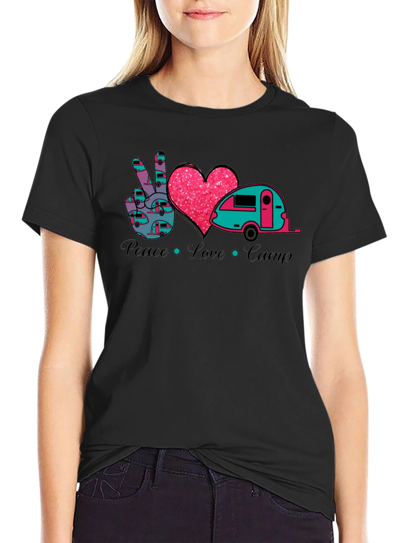 Peace Love Camp T-Shirt - Camping Camper Tee