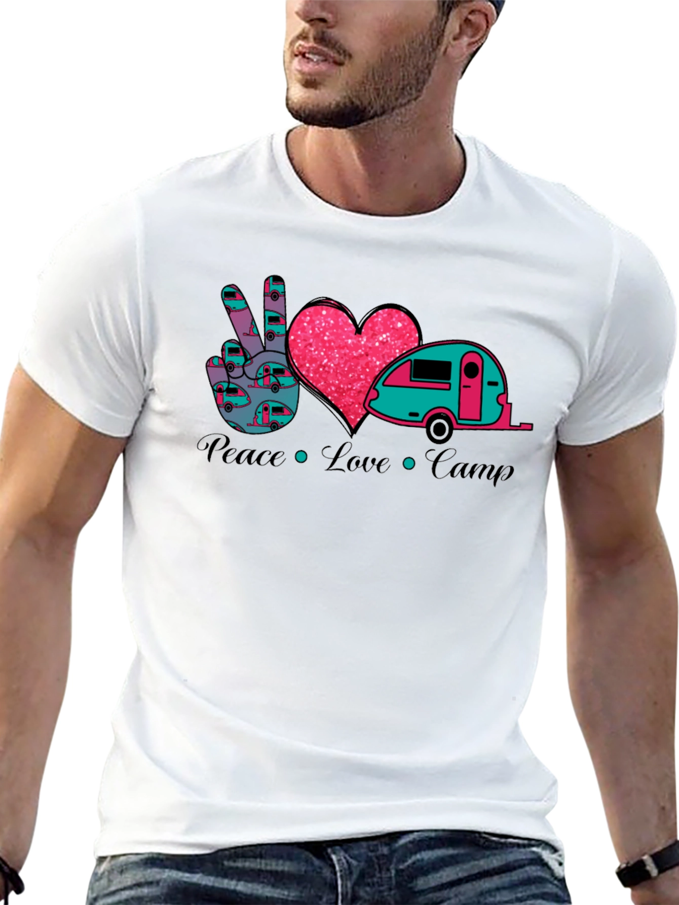 Peace Love Camp T-Shirt - Camping Camper Tee