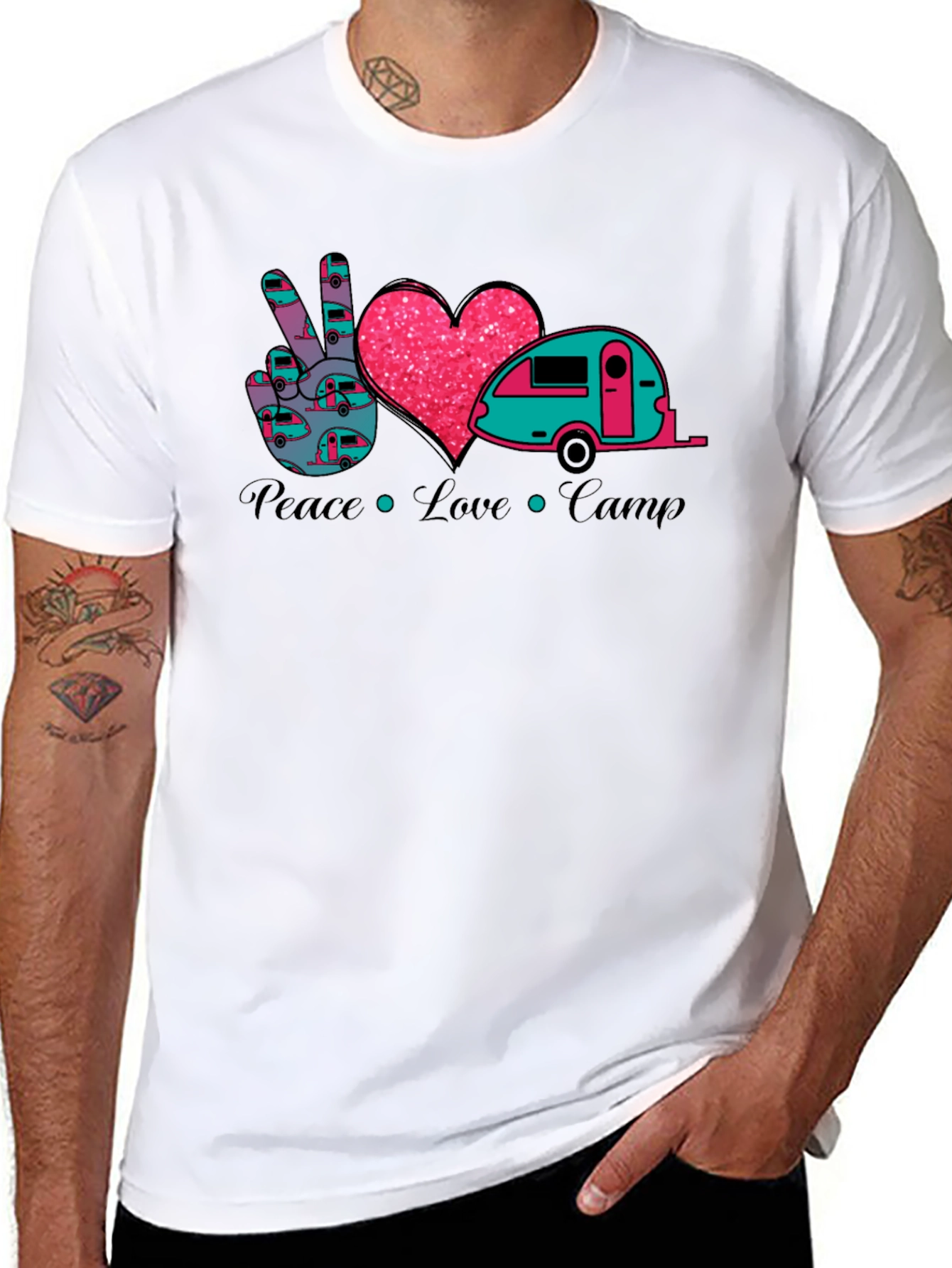 Peace Love Camp T-Shirt - Camping Camper Tee