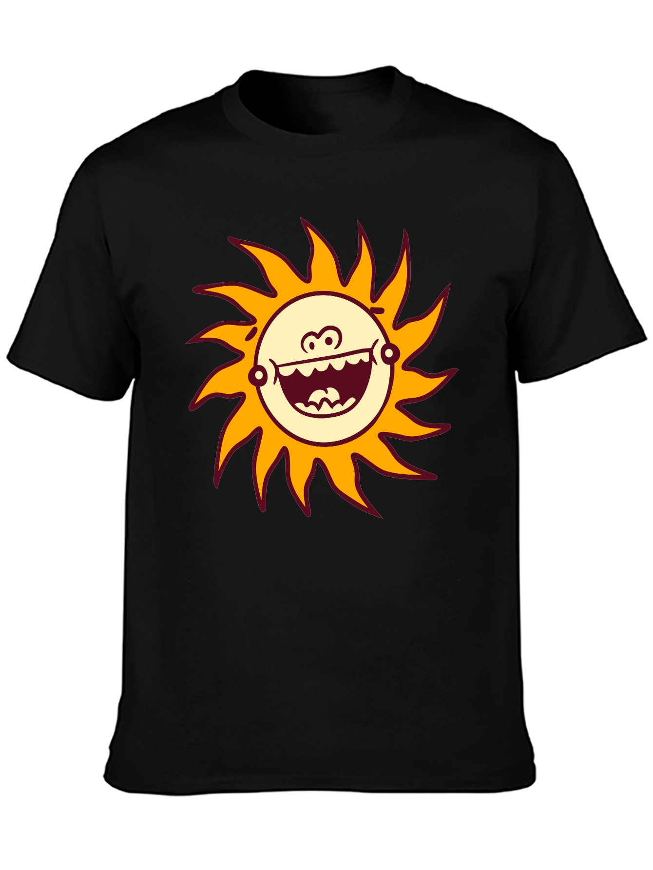 Funny Sun Graphic Black T-Shirt