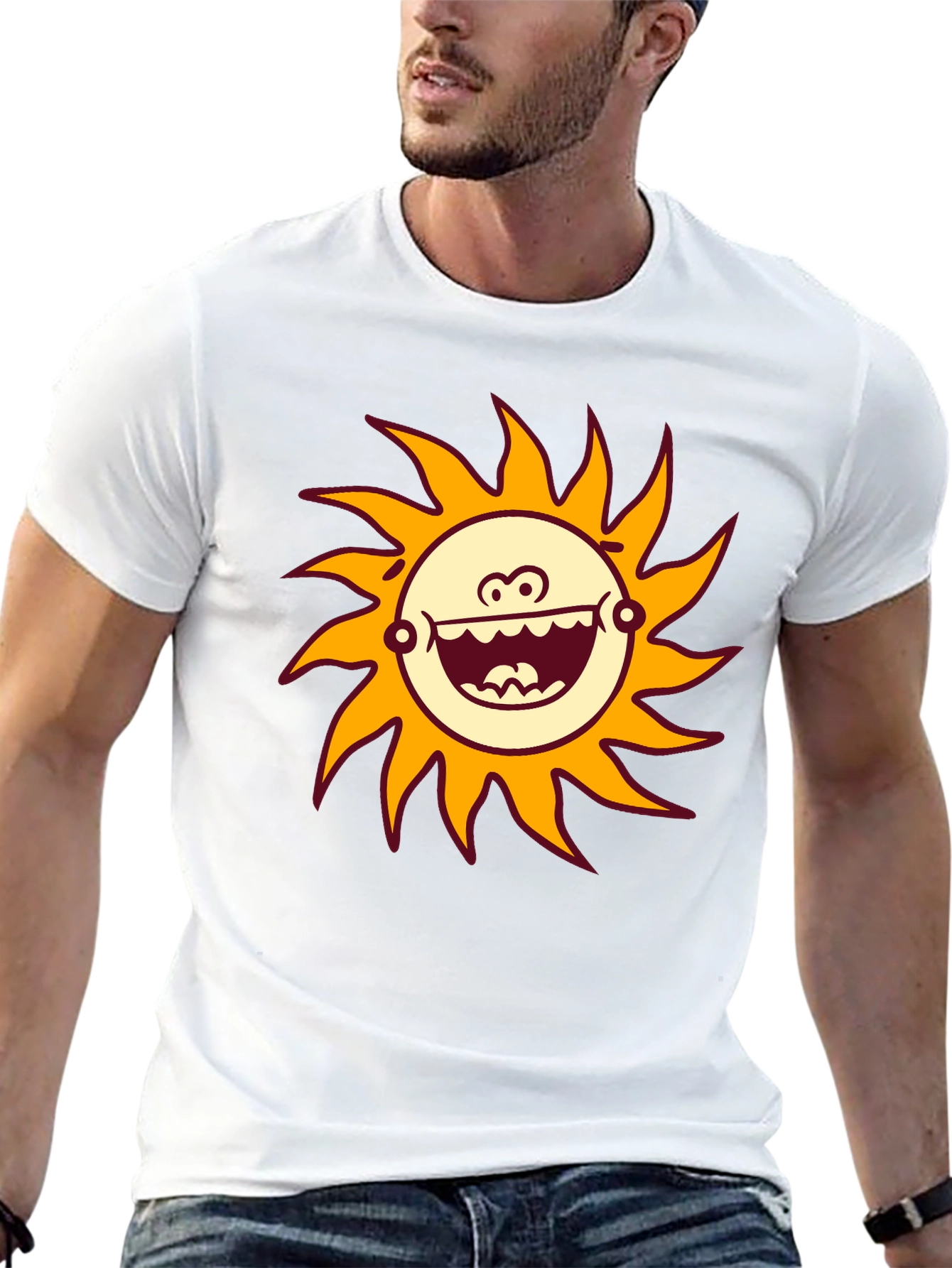 Funny Sun Graphic Black T-Shirt