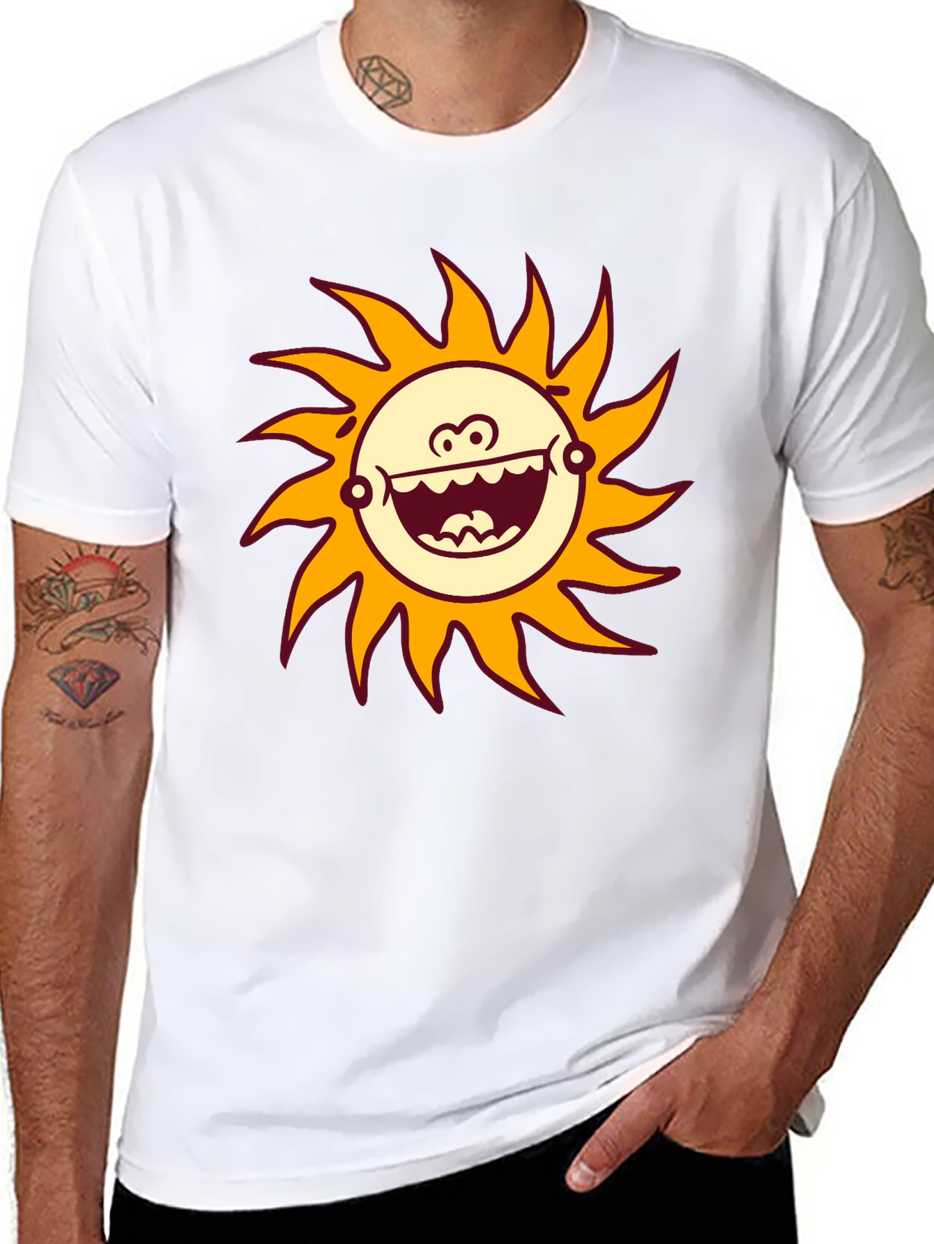 Funny Sun Graphic Black T-Shirt