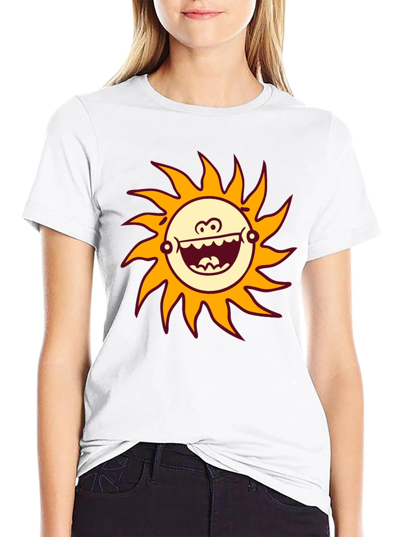 Funny Sun Graphic Black T-Shirt
