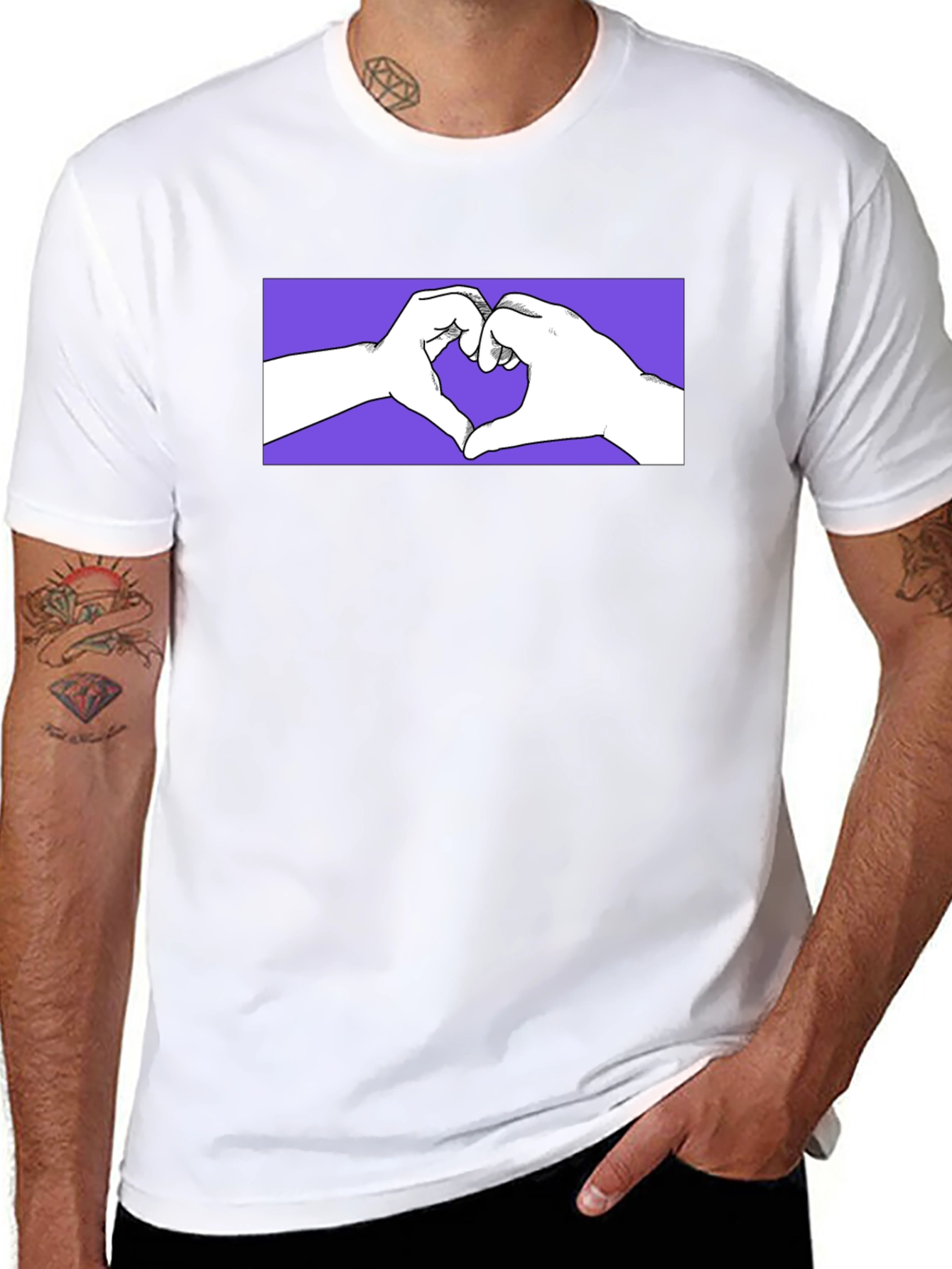Heart Hands Graphic Tee - Trendy Design