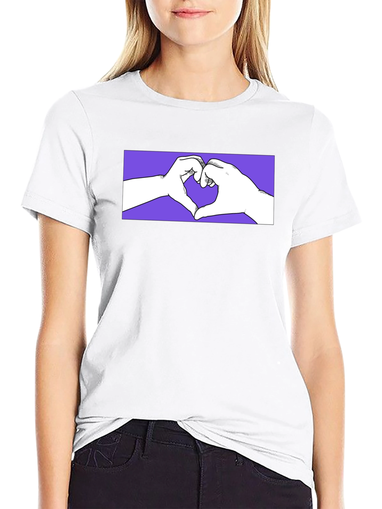 Heart Hands Graphic Tee - Trendy Design