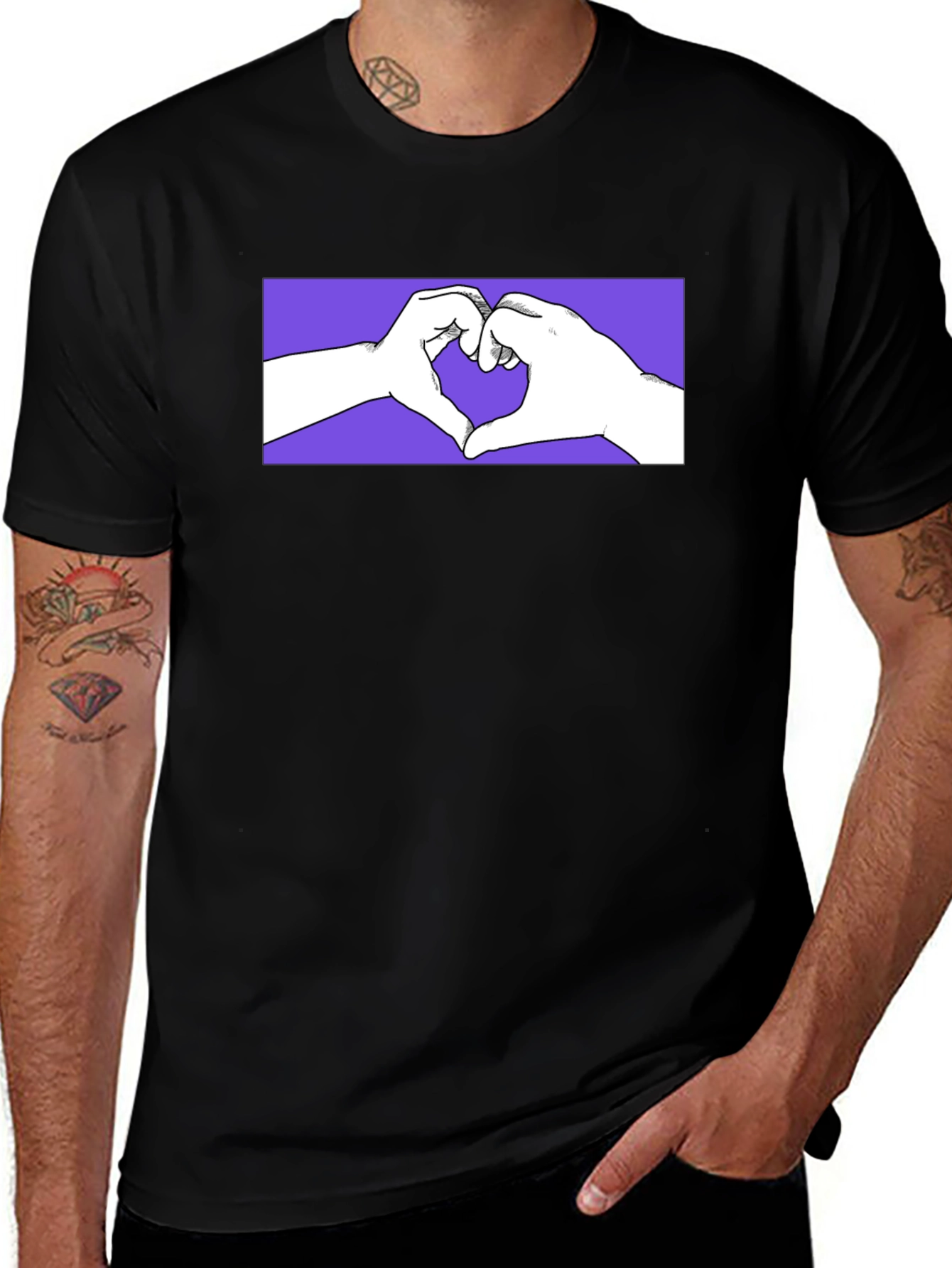Heart Hands Graphic Tee - Trendy Design
