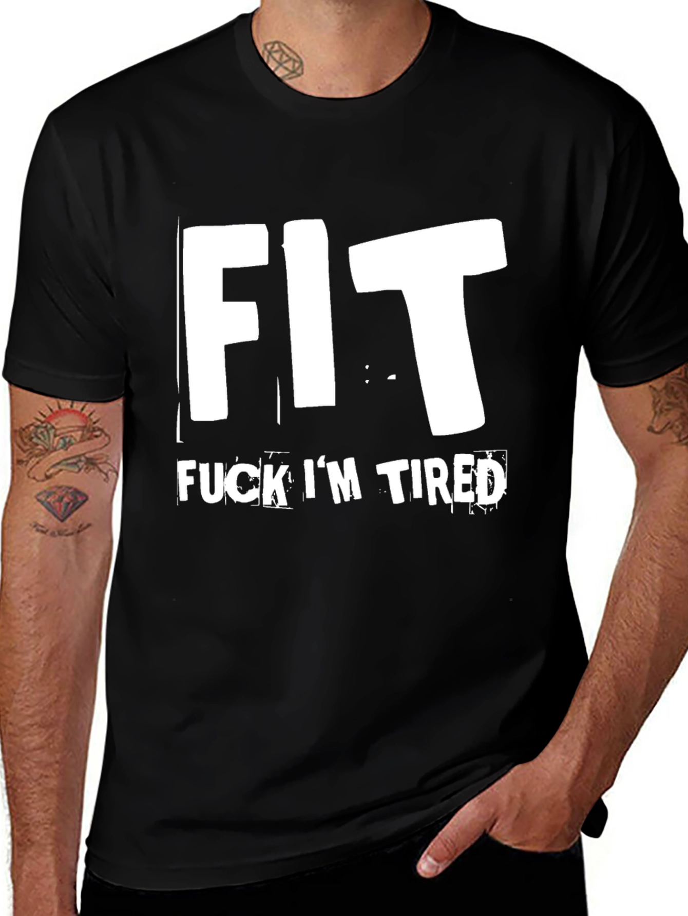 Funny Fit Im Tired Black Graphic Tee