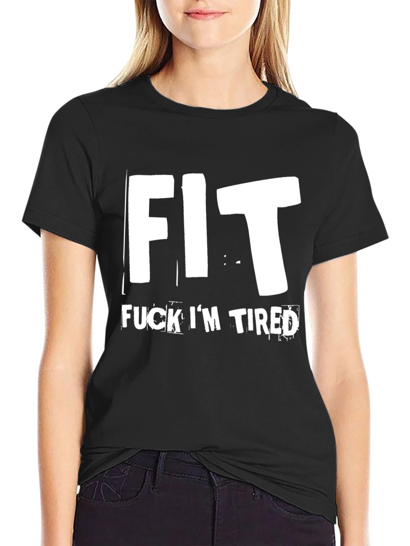Funny Fit Im Tired Black Graphic Tee