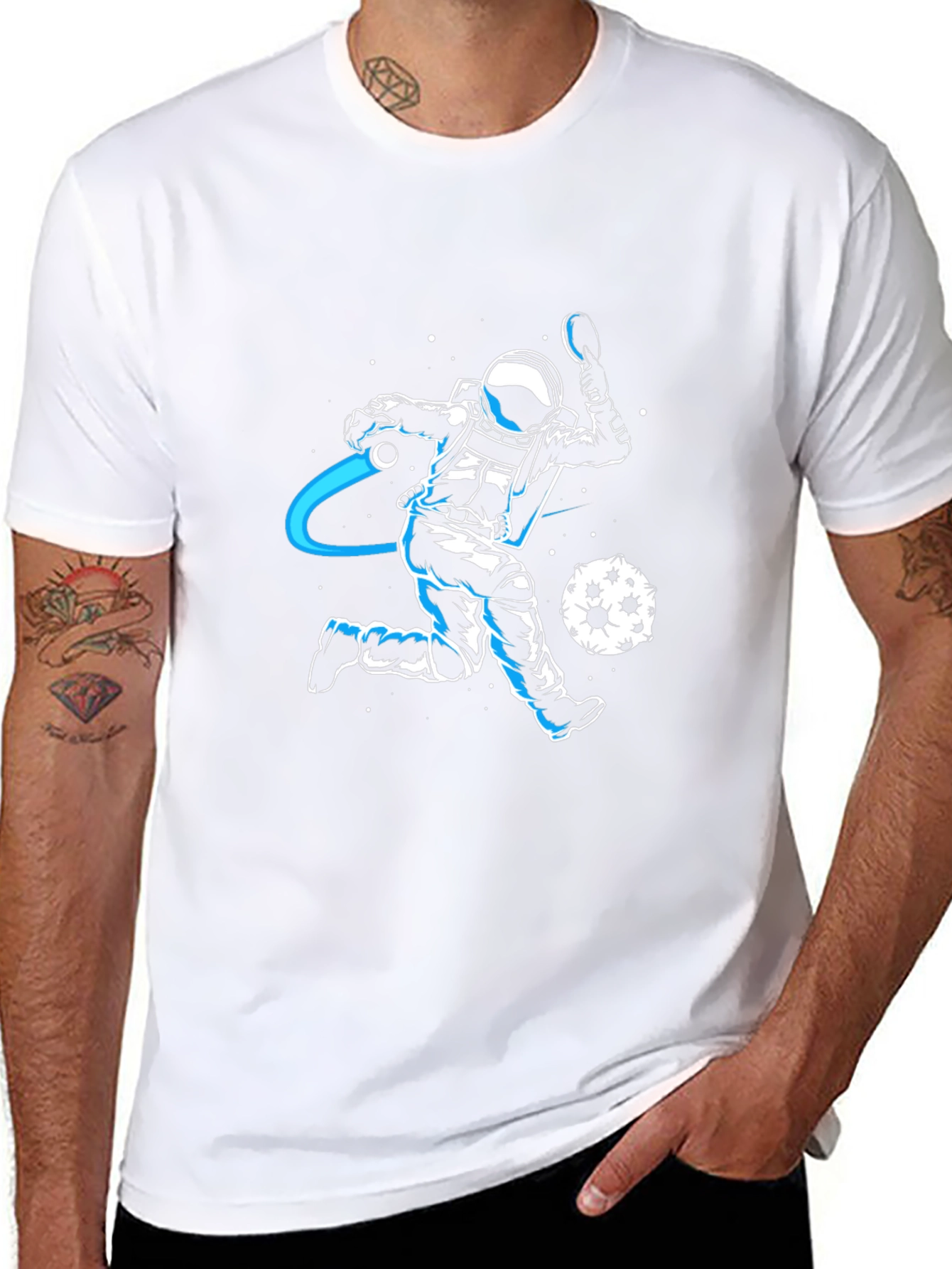 Astronaut Table Tennis Graphic Tee - Black