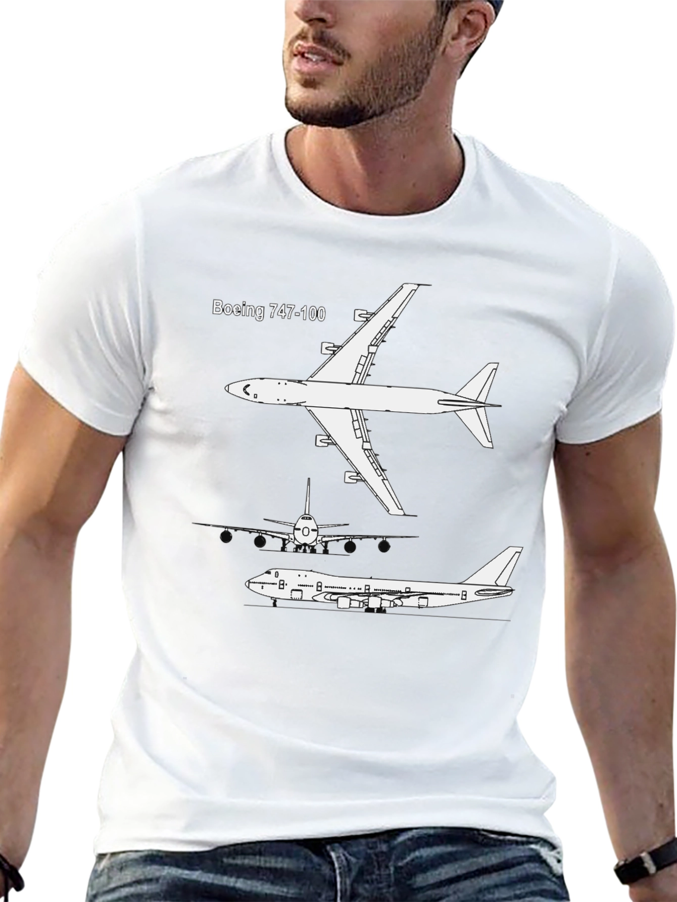 Boeing 747-100 Blueprint Graphic Tee