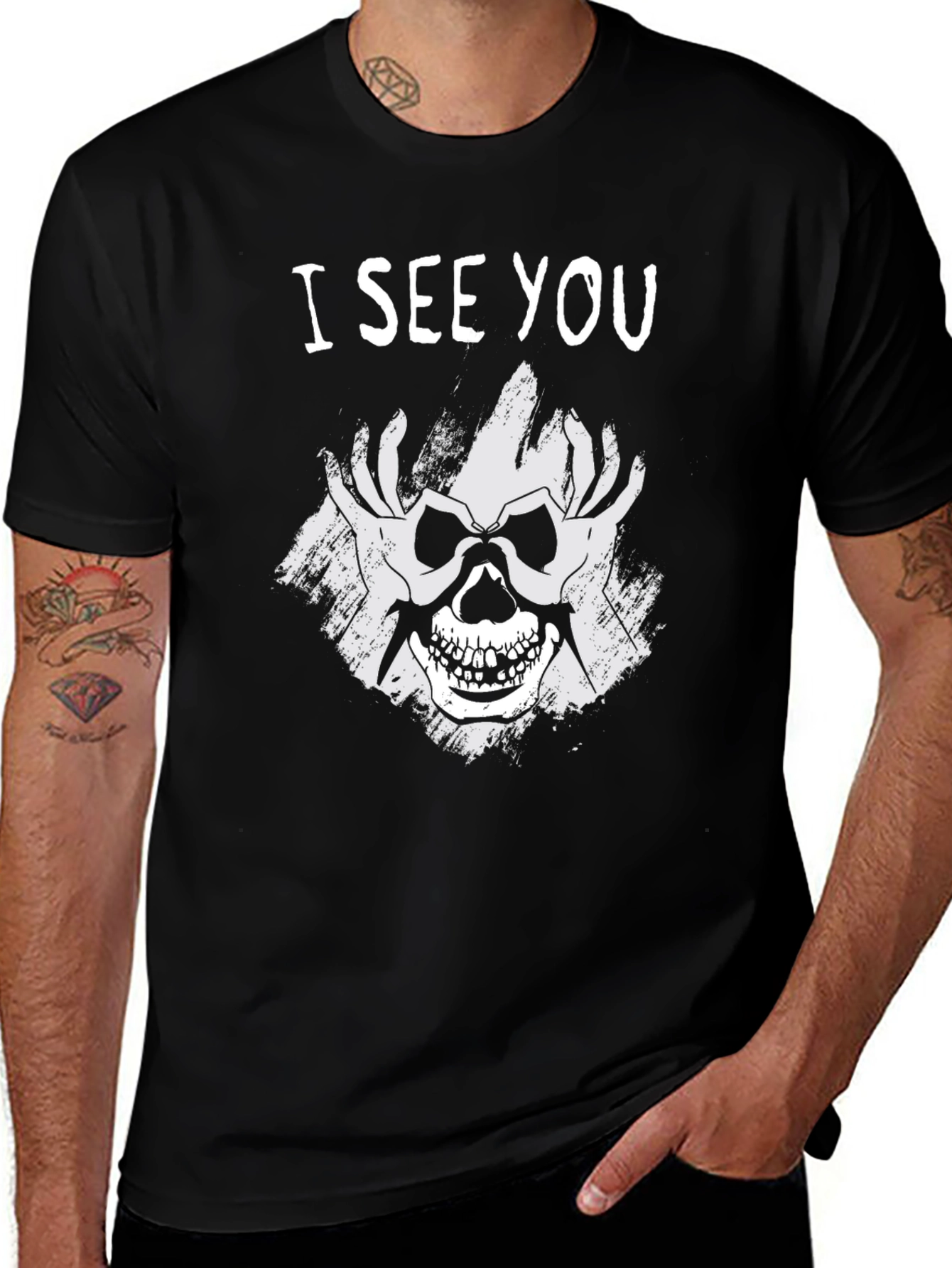 I See You Skull Graphic Tee - Black