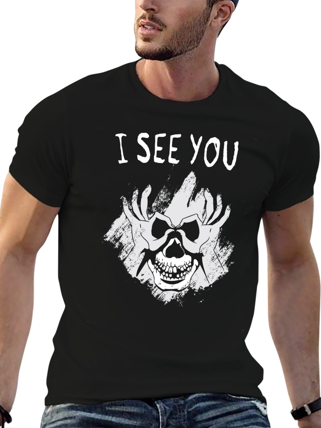 I See You Skull Graphic Tee - Black