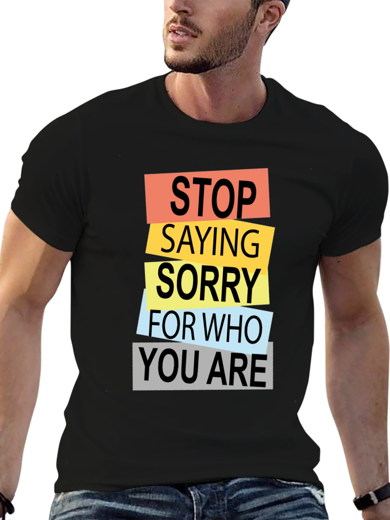 Stop Saying Sorry Graphic Tee - Black