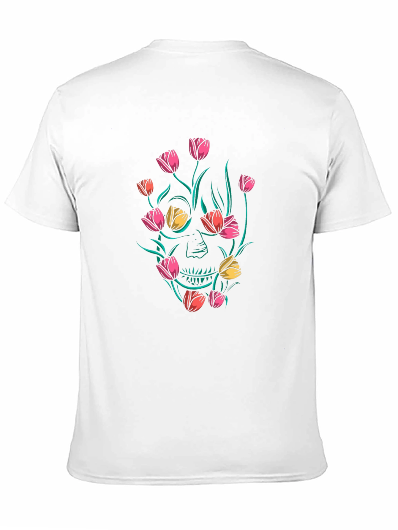 Floral Skull Graphic Black T-Shirt