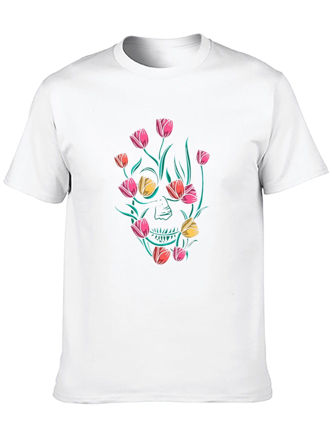 Floral Skull Graphic Black T-Shirt