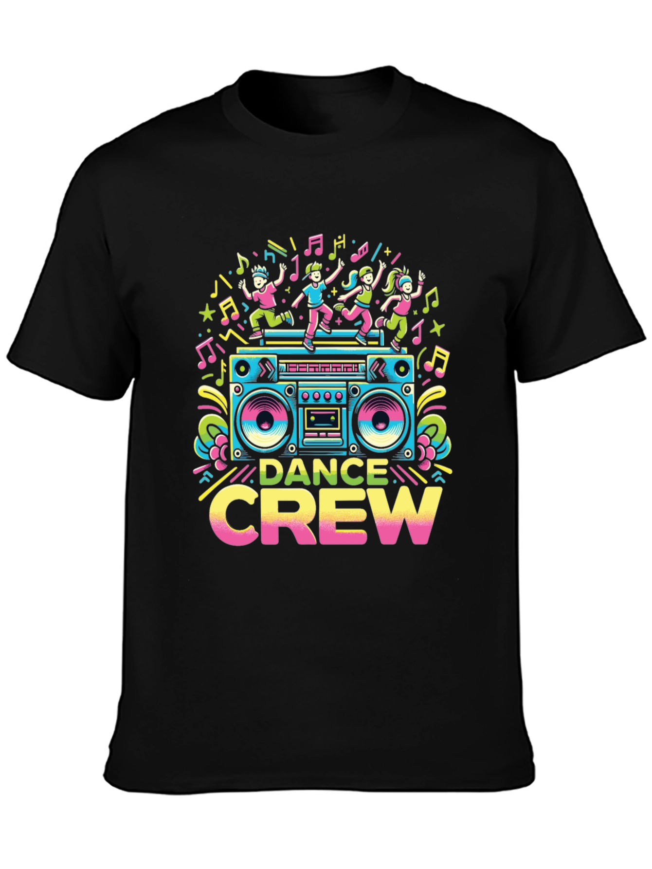 Dance Crew Graphic Tee - Retro Boombox Design
