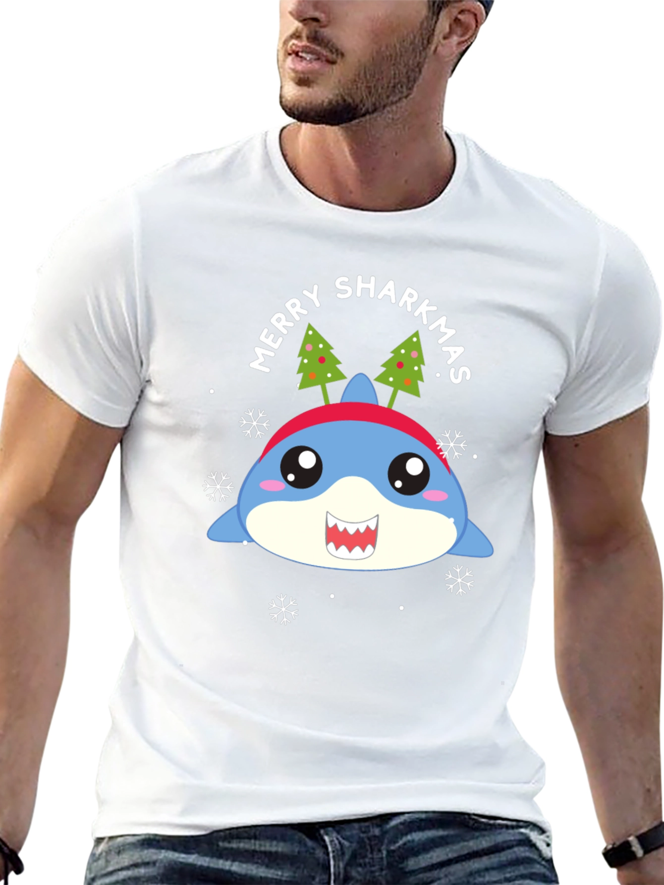 Merry Sharkmas T-Shirt - Holiday Shark Tee