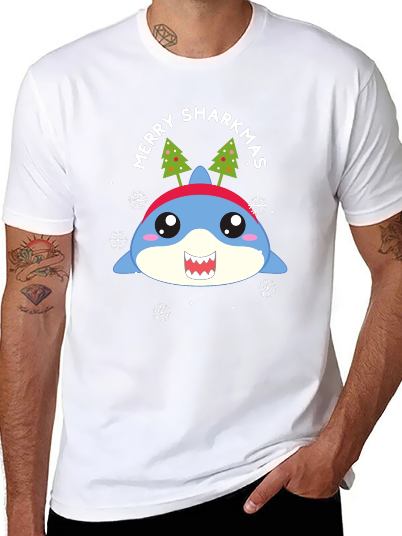 Merry Sharkmas T-Shirt - Holiday Shark Tee