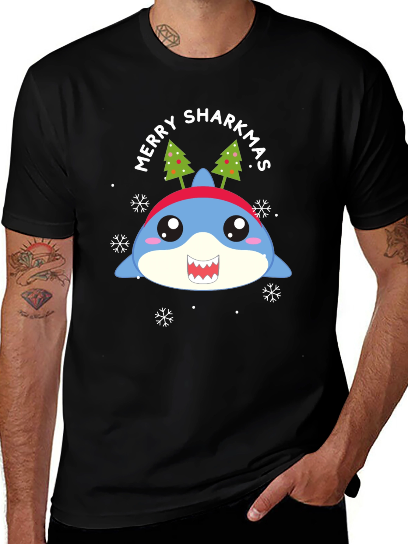 Merry Sharkmas T-Shirt - Holiday Shark Tee