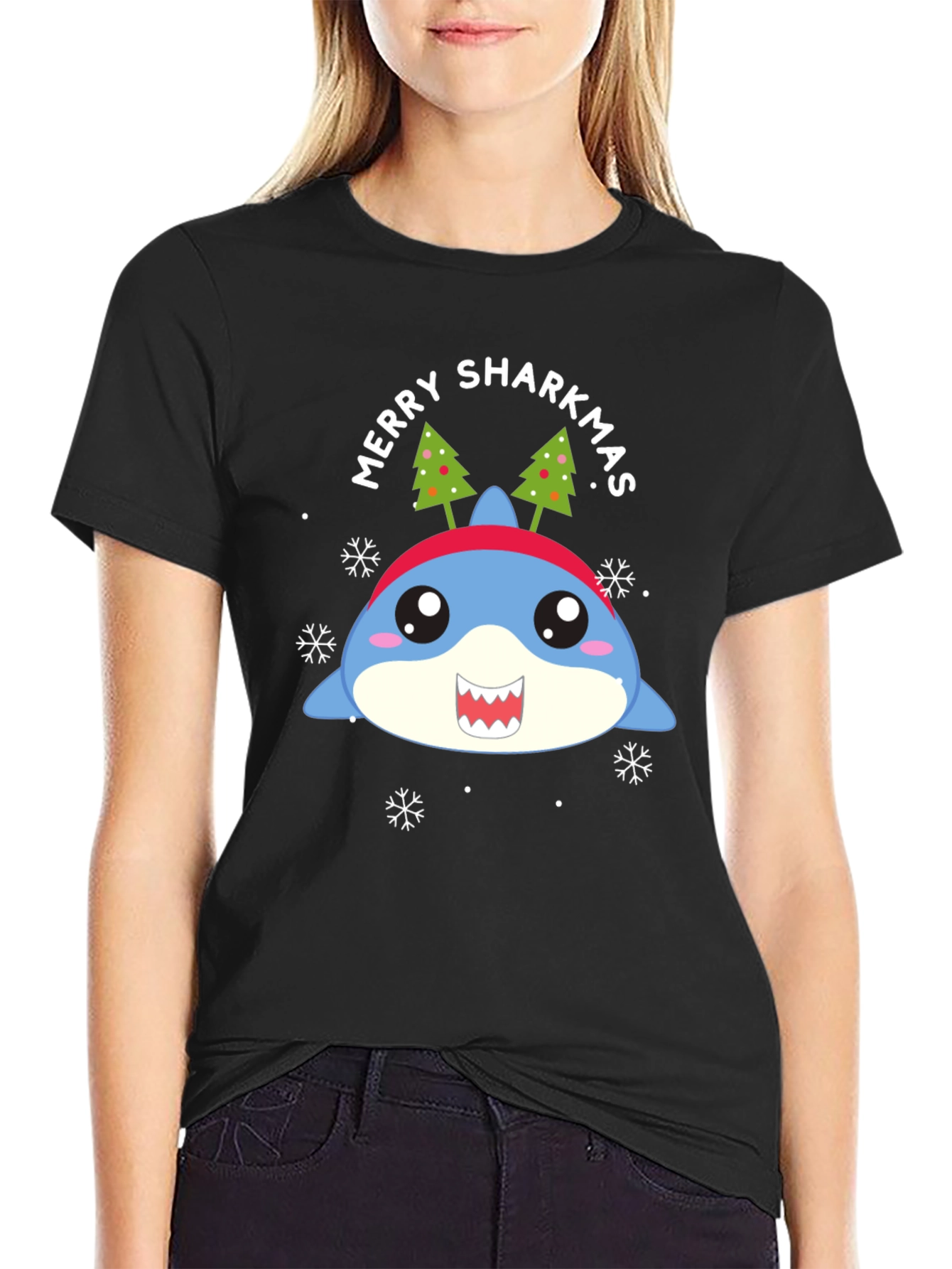 Merry Sharkmas T-Shirt - Holiday Shark Tee