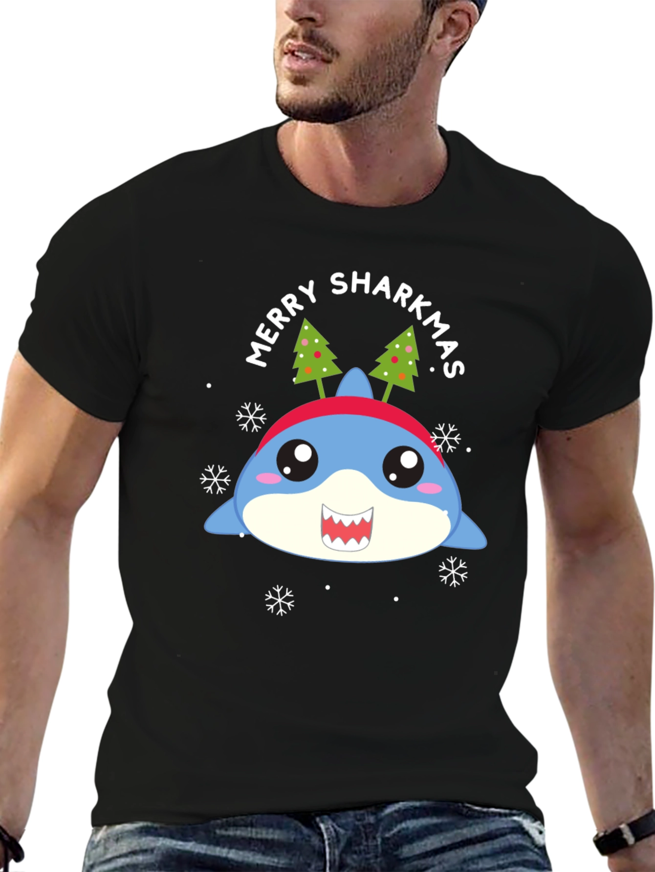 Merry Sharkmas T-Shirt - Holiday Shark Tee