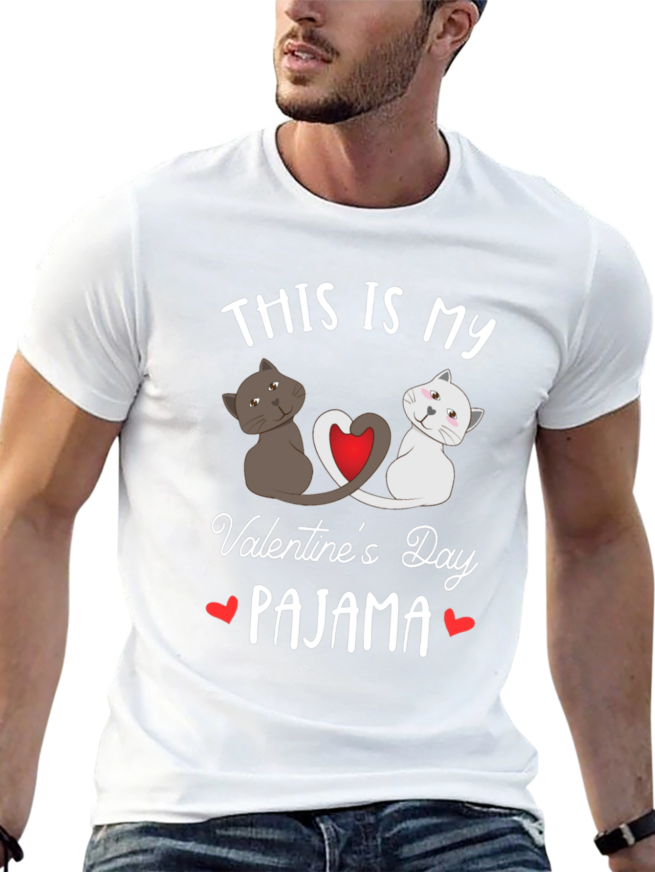 Valentines Day Cat Pajama T-Shirt