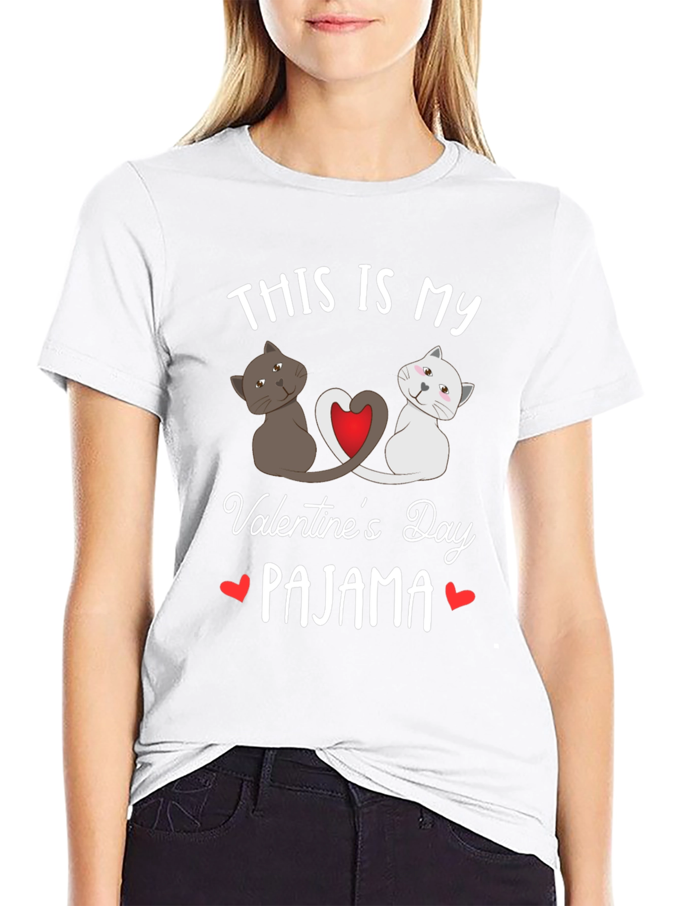 Valentines Day Cat Pajama T-Shirt