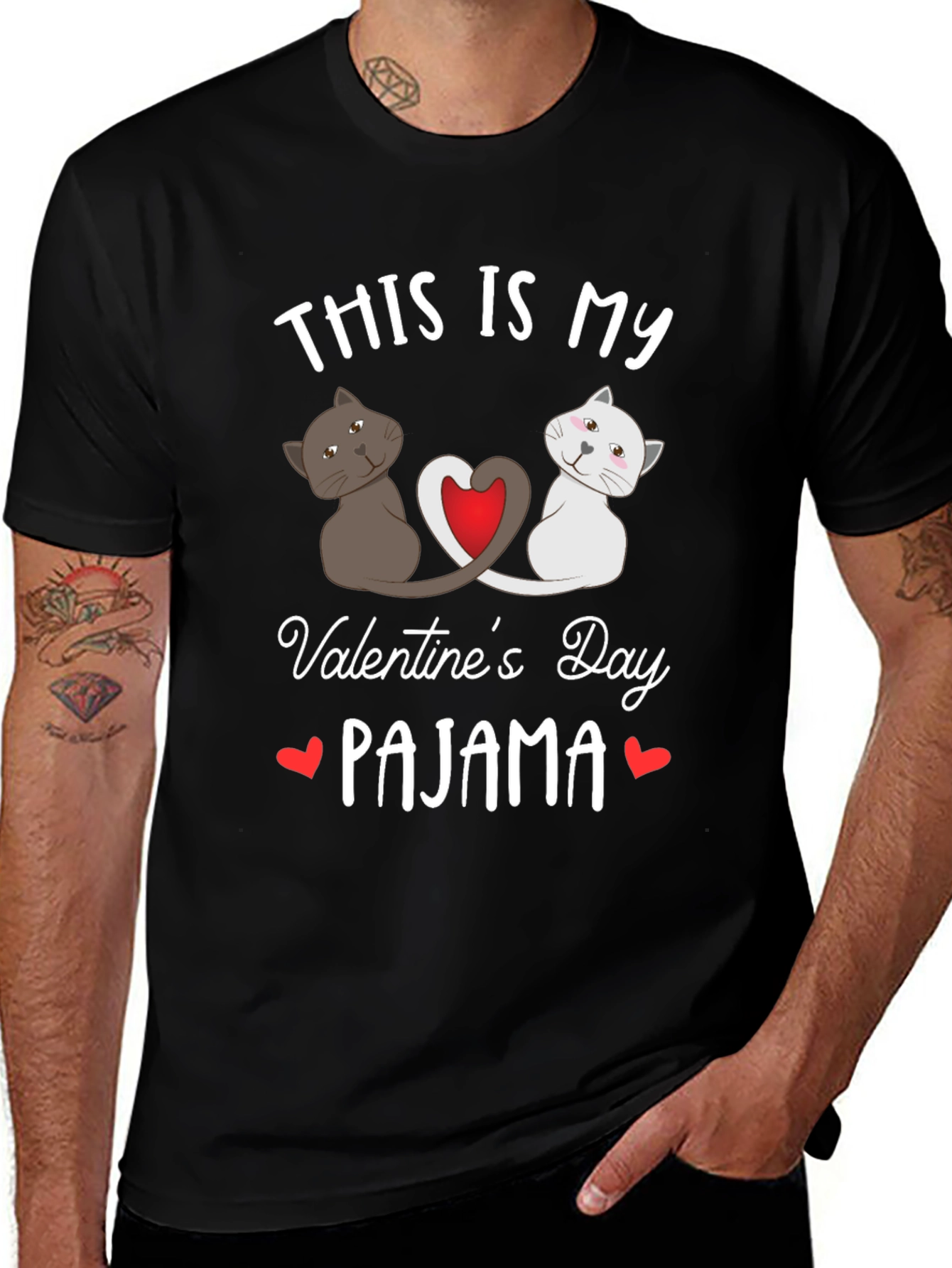 Valentines Day Cat Pajama T-Shirt